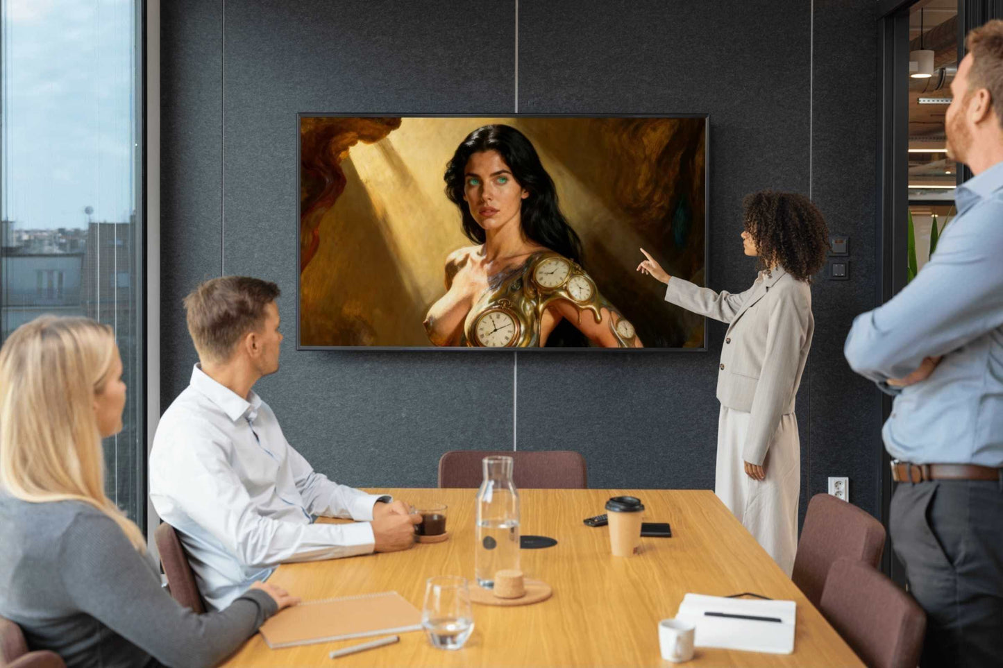 La Esfinge Esmeralda el Sueno Liquido. Lienzo digital premium para aplicar como fondo de pantalla 4k para televisores inteligentes, smart tv´s.