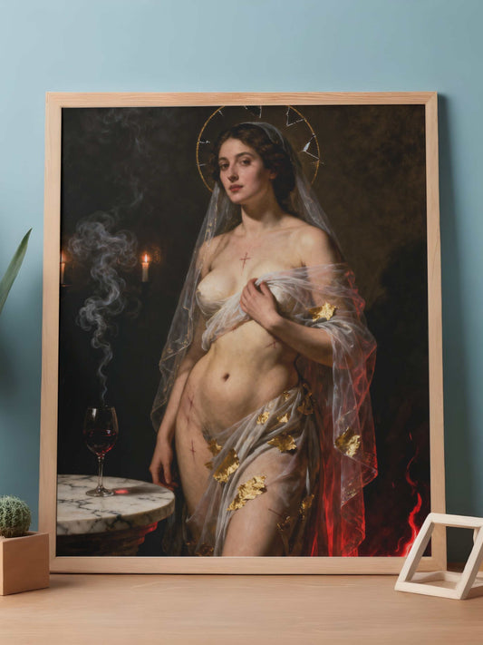La gracia profana, Arte 4k, lienzo premium de colección. Arte de museo. Para decoración de salas estudios.