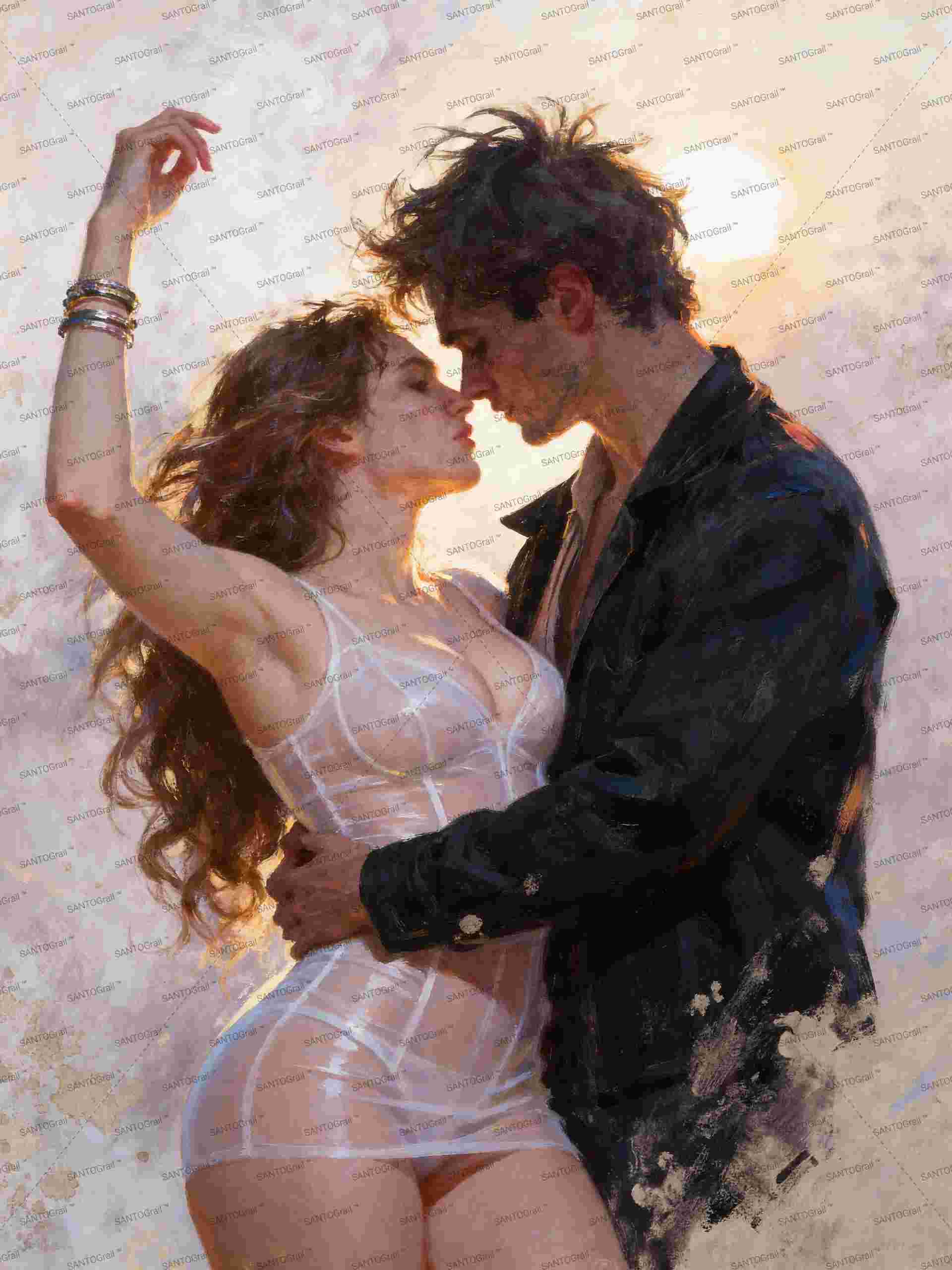 antes del beso, es un lienzo coleccionable de alta calidad para imprimir. Lienzo digital para enmarcar y adornar salas o estudios en paredes blancas. Pieza de colección. Arte de autor.