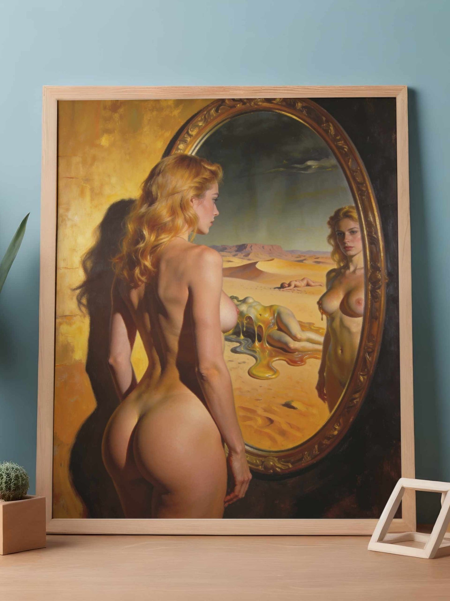 El Espejo del Tiempo. Obra y lienzo premium para implementar en salas o estudios. Lienzo 4K. Arte de coleccionista.