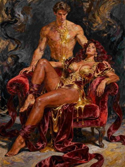 El crisol carnal, es un lienzo coleccionable de alta calidad para imprimir. Lienzo digital para enmarcar y adornar salas o estudios en paredes blancas. Pieza de colección. Arte de autor.