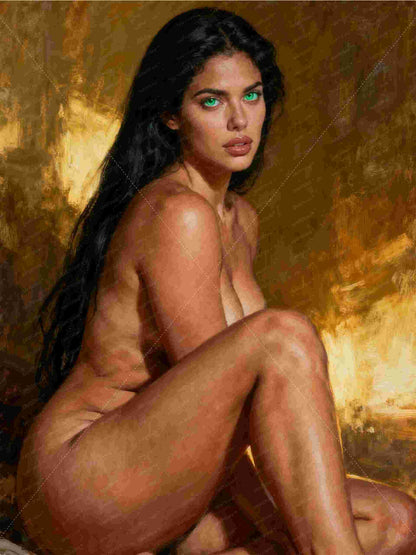 La esfinge esmeralda, es un lienzo coleccionable de alta calidad para imprimir. Lienzo digital para enmarcar y adornar salas o estudios en paredes blancas. Pieza de colección. Arte de autor.