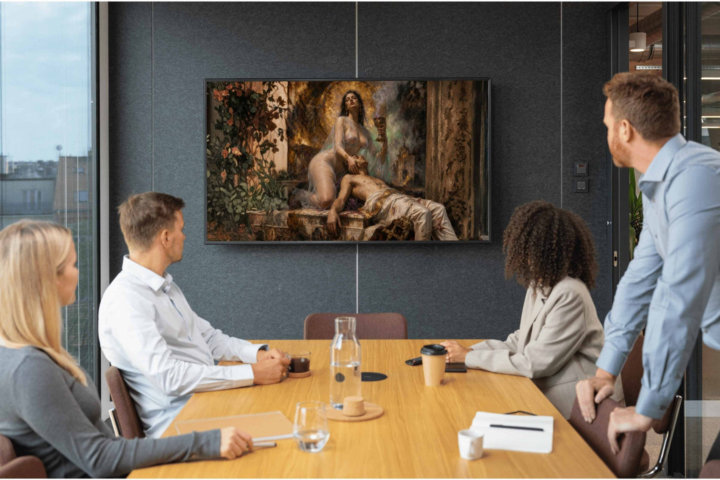 El grial de los herejes, es un lienzo coleccionable de alta calidad. Arte de autor para implementar como fondo de pantalla o protector de pantalla de televisores inteligente, smart tv´s. Apple Tv, Android, iOs, LG, Sony, Panasonic, Samsung, Amazon Tv, Amazon Fire.