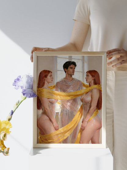 El nudo dorado, es un lienzo coleccionable de alta calidad para imprimir. Lienzo digital para enmarcar y adornar salas o estudios en paredes blancas. Pieza de colección. Arte de autor.