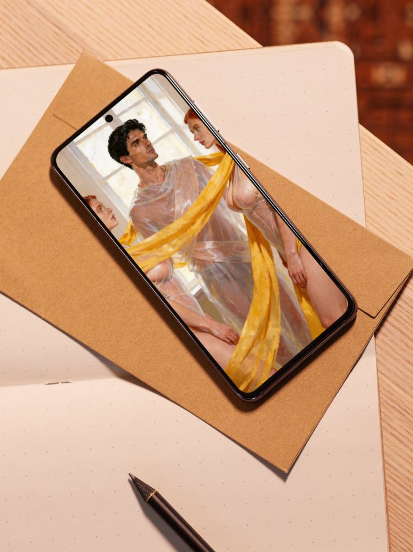 El nudo dorado, es un lienzo coleccionable de alta calidad. Arte de autor para implementar como fondo de pantalla o protector de pantalla de dispositivos móviles o tablets. Apple, Ipads, Android, iphone, iOs.