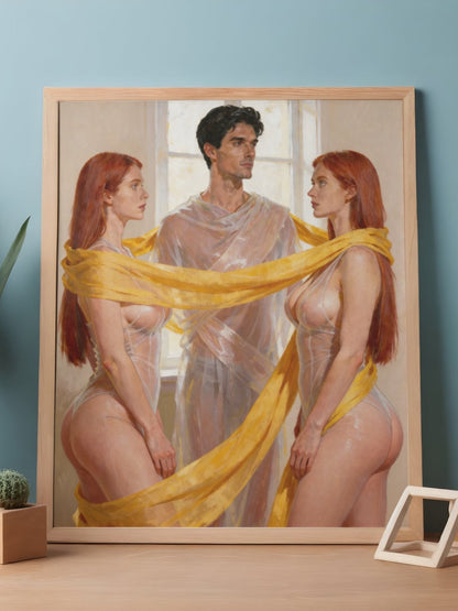 El nudo dorado, es un lienzo coleccionable de alta calidad para imprimir. Lienzo digital para enmarcar y adornar salas o estudios en paredes blancas. Pieza de colección. Arte de autor.
