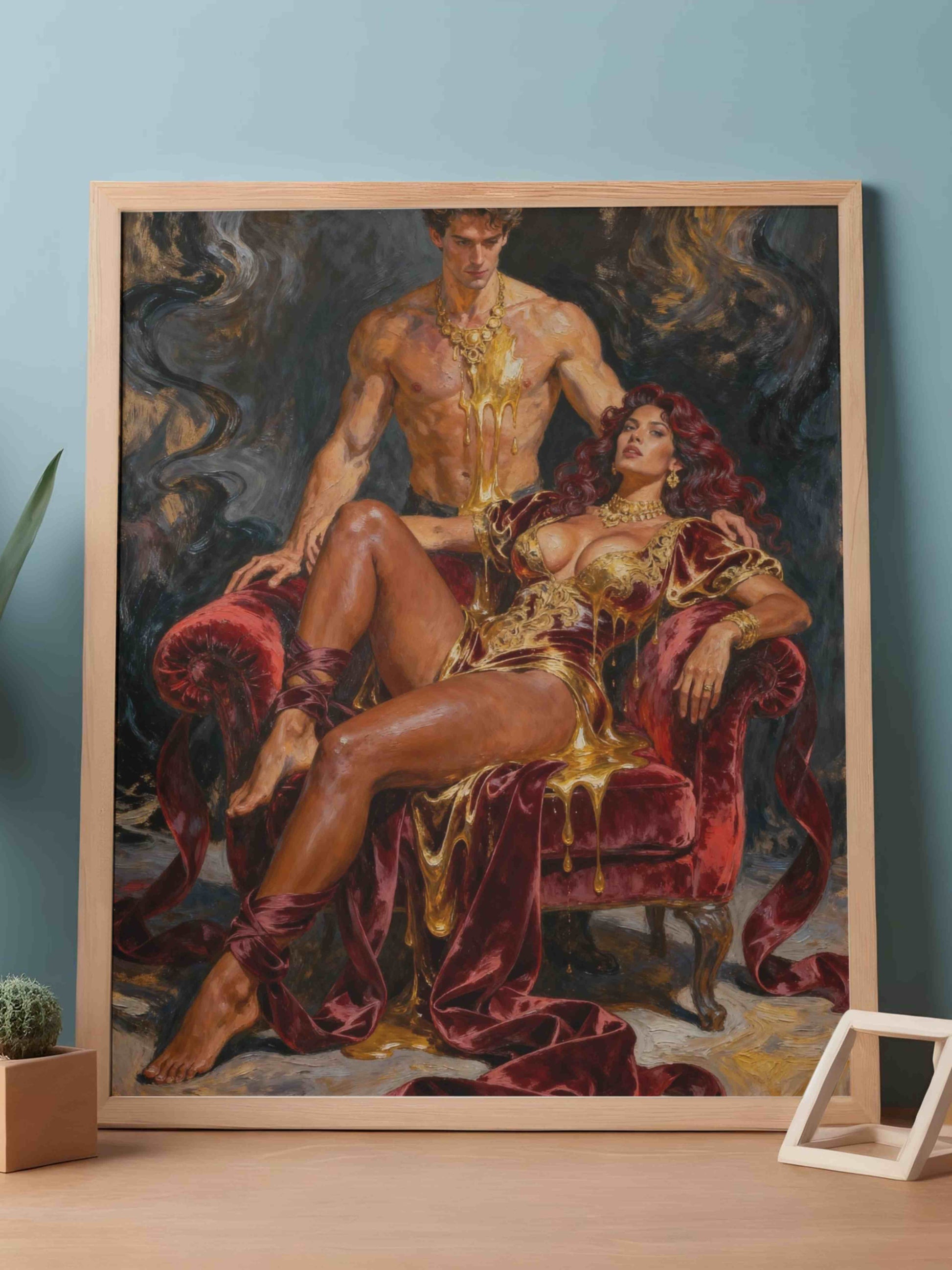 El crisol carnal, es un lienzo coleccionable de alta calidad para imprimir. Lienzo digital para enmarcar y adornar salas o estudios en paredes blancas. Pieza de colección. Arte de autor.