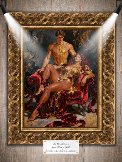 El crisol carnal, es un lienzo coleccionable de alta calidad para imprimir. Lienzo digital para enmarcar y adornar salas o estudios en paredes blancas. Pieza de colección. Arte de autor.