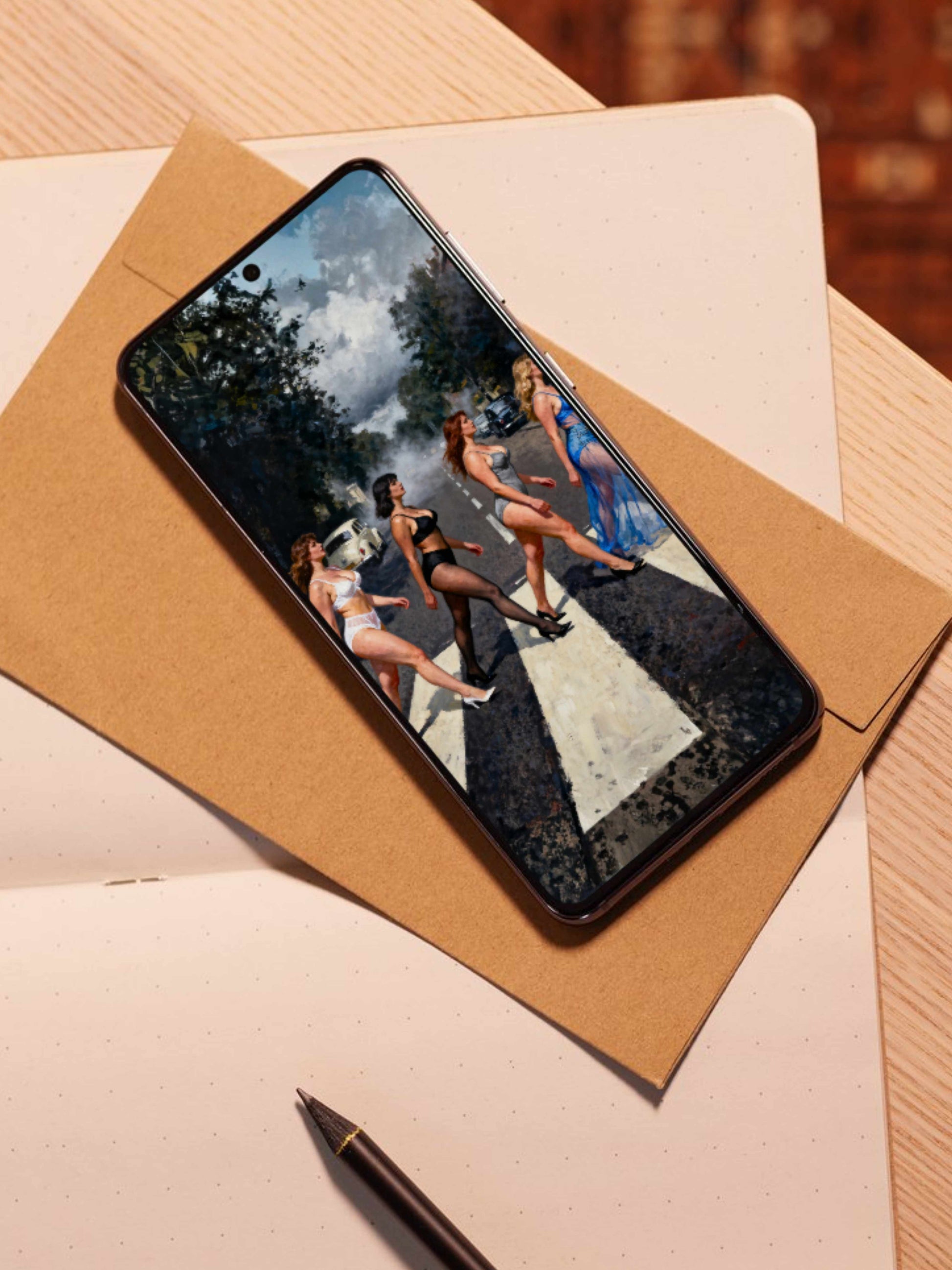 El cruce de las musas, es un lienzo coleccionable de alta calidad. Arte de autor para implementar como fondo de pantalla o protector de pantalla de dispositivos móviles o tablets. Apple, Ipads, Android, iphone, iOs.