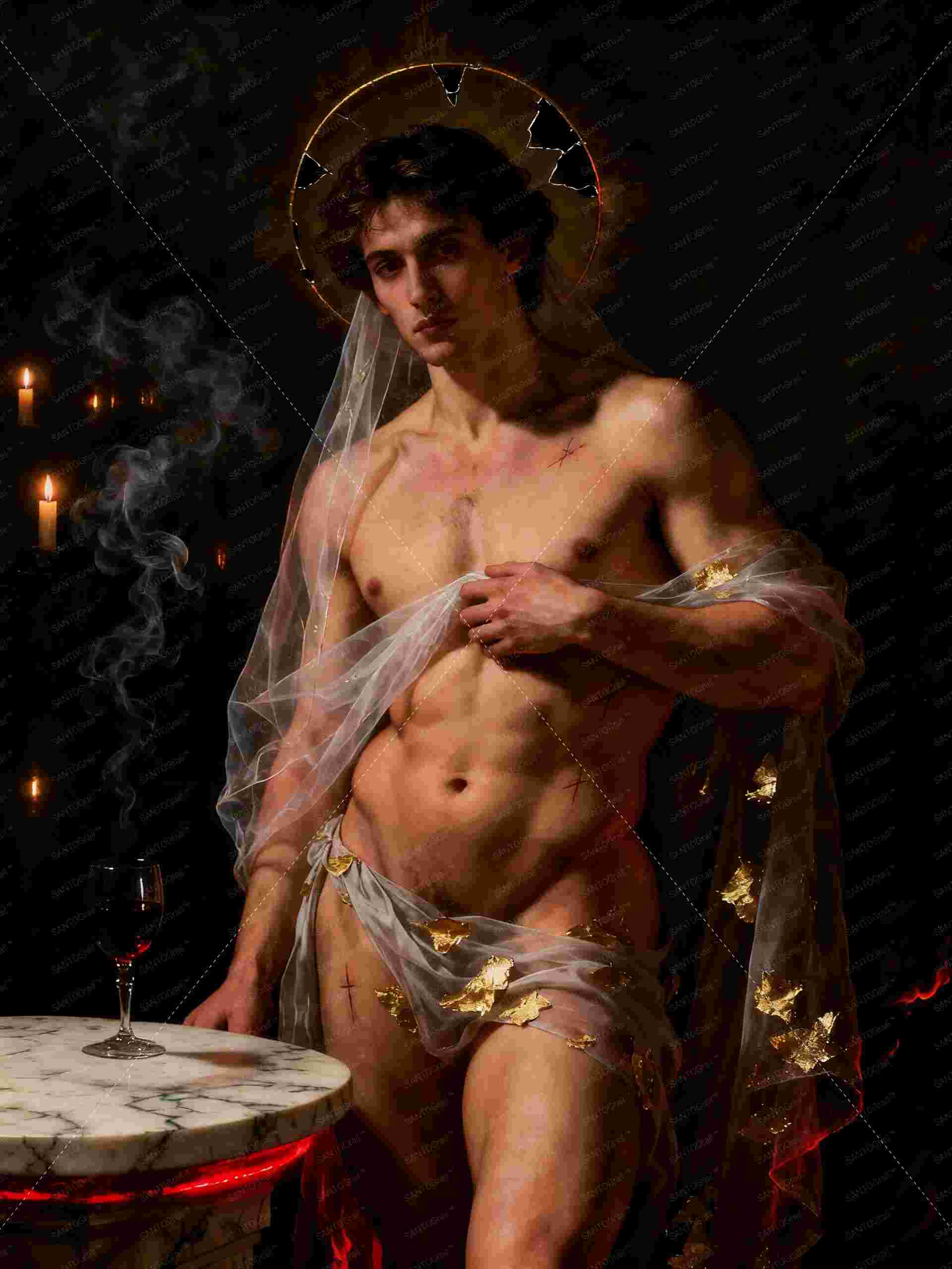 el halo roto, es un lienzo coleccionable de alta calidad para imprimir. Lienzo digital para enmarcar y adornar salas o estudios en paredes blancas. Pieza de colección. Arte de autor.