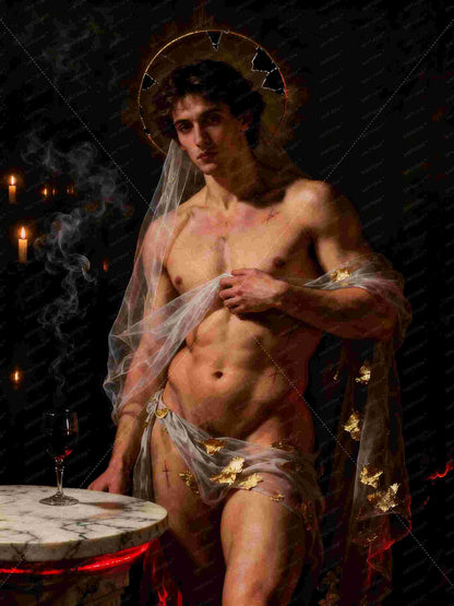 el halo roto, es un lienzo coleccionable de alta calidad para imprimir. Lienzo digital para enmarcar y adornar salas o estudios en paredes blancas. Pieza de colección. Arte de autor.