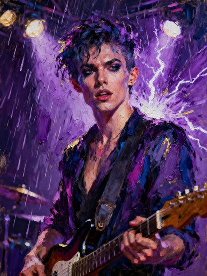El idolo violeta, es un lienzo coleccionable de alta calidad para imprimir. Lienzo digital para enmarcar y adornar salas o estudios en paredes blancas. Pieza de colección. Arte de autor.