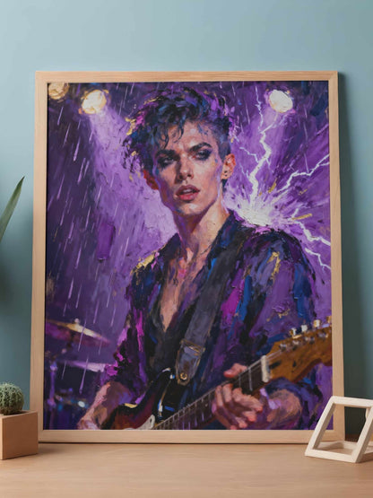 El idolo violeta, es un lienzo coleccionable de alta calidad para imprimir. Lienzo digital para enmarcar y adornar salas o estudios en paredes blancas. Pieza de colección. Arte de autor.