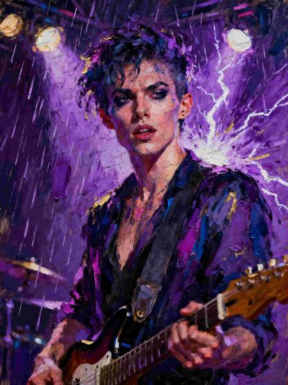 El idolo violeta, es un lienzo coleccionable de alta calidad para imprimir. Lienzo digital para enmarcar y adornar salas o estudios en paredes blancas. Pieza de colección. Arte de autor.