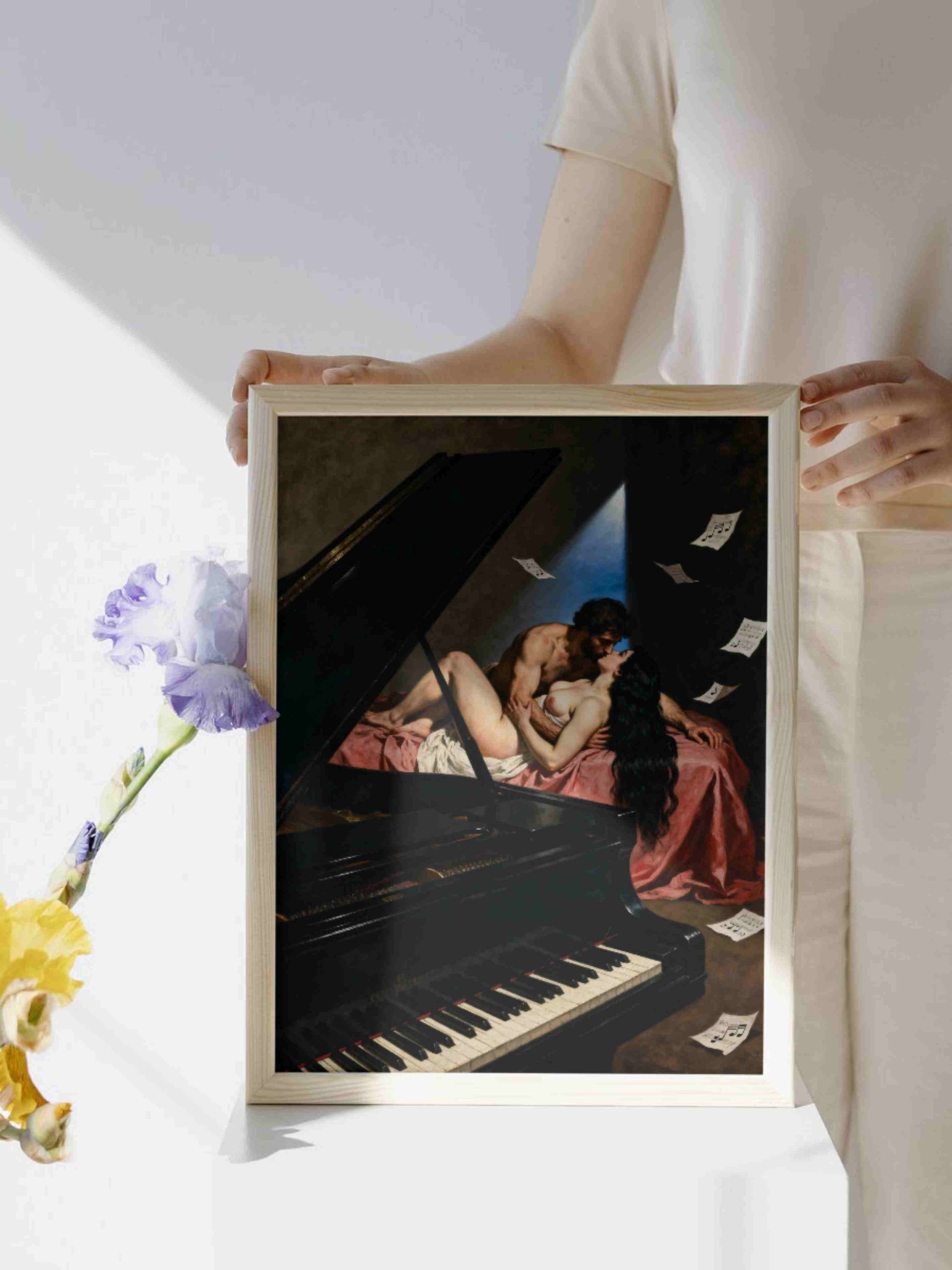 El piano mudo, es un lienzo coleccionable de alta calidad para imprimir. Lienzo digital para enmarcar y adornar salas o estudios en paredes blancas. Pieza de colección. Arte de autor.