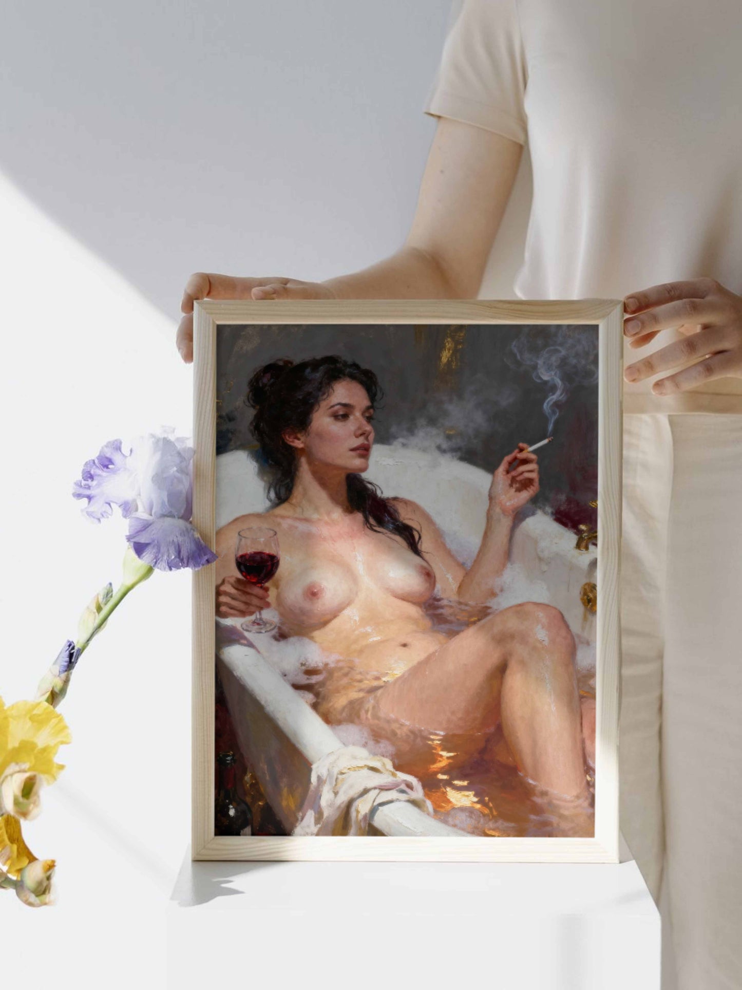 El rito del vapor, es un lienzo coleccionable de alta calidad para imprimir. Lienzo digital para enmarcar y adornar salas o estudios en paredes blancas. Pieza de colección. Arte de autor.