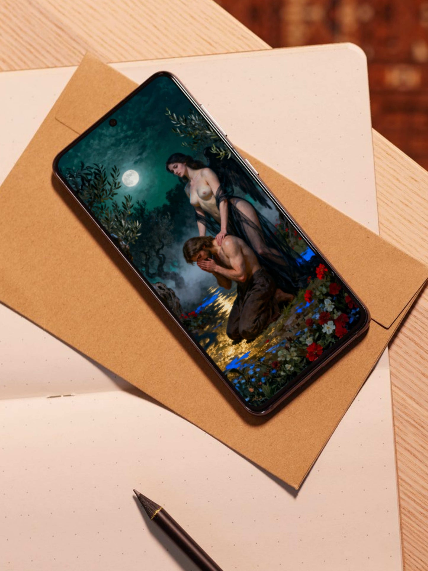 Getsemani, es un lienzo coleccionable de alta calidad. Arte de autor para implementar como fondo de pantalla o protector de pantalla de dispositivos móviles o tablets. Apple, Ipads, Android, iphone, iOs.