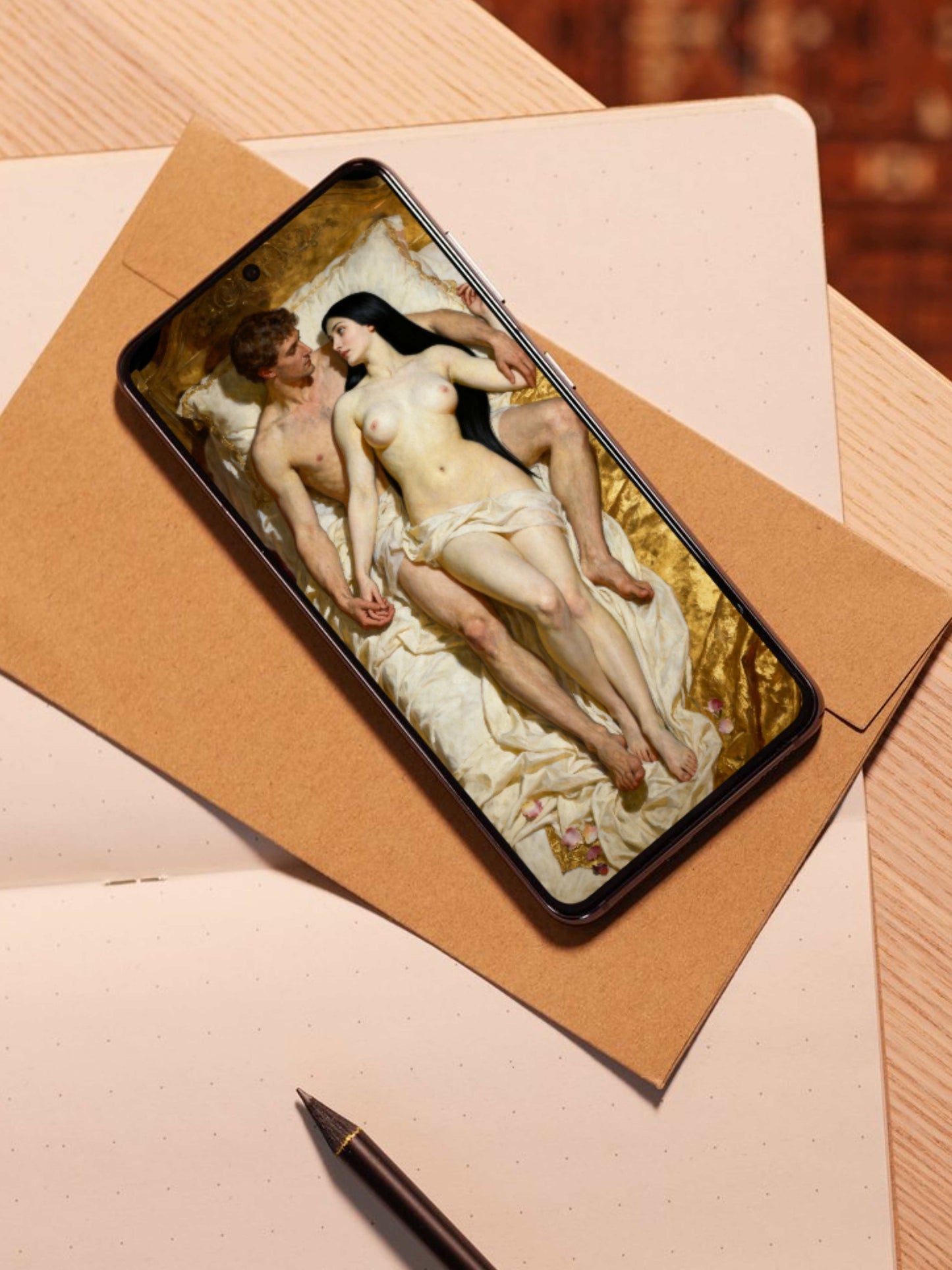 La cámara nupcial, es un lienzo coleccionable de alta calidad. Arte de autor para implementar como fondo de pantalla o protector de pantalla de dispositivos móviles o tablets. Apple, Ipads, Android, iphone, iOs.