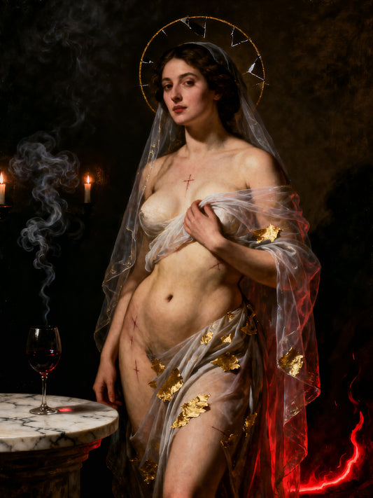 La gracia profana, Arte 4k, lienzo premium de colección. Arte de museo. Para decoración de salas  estudios.