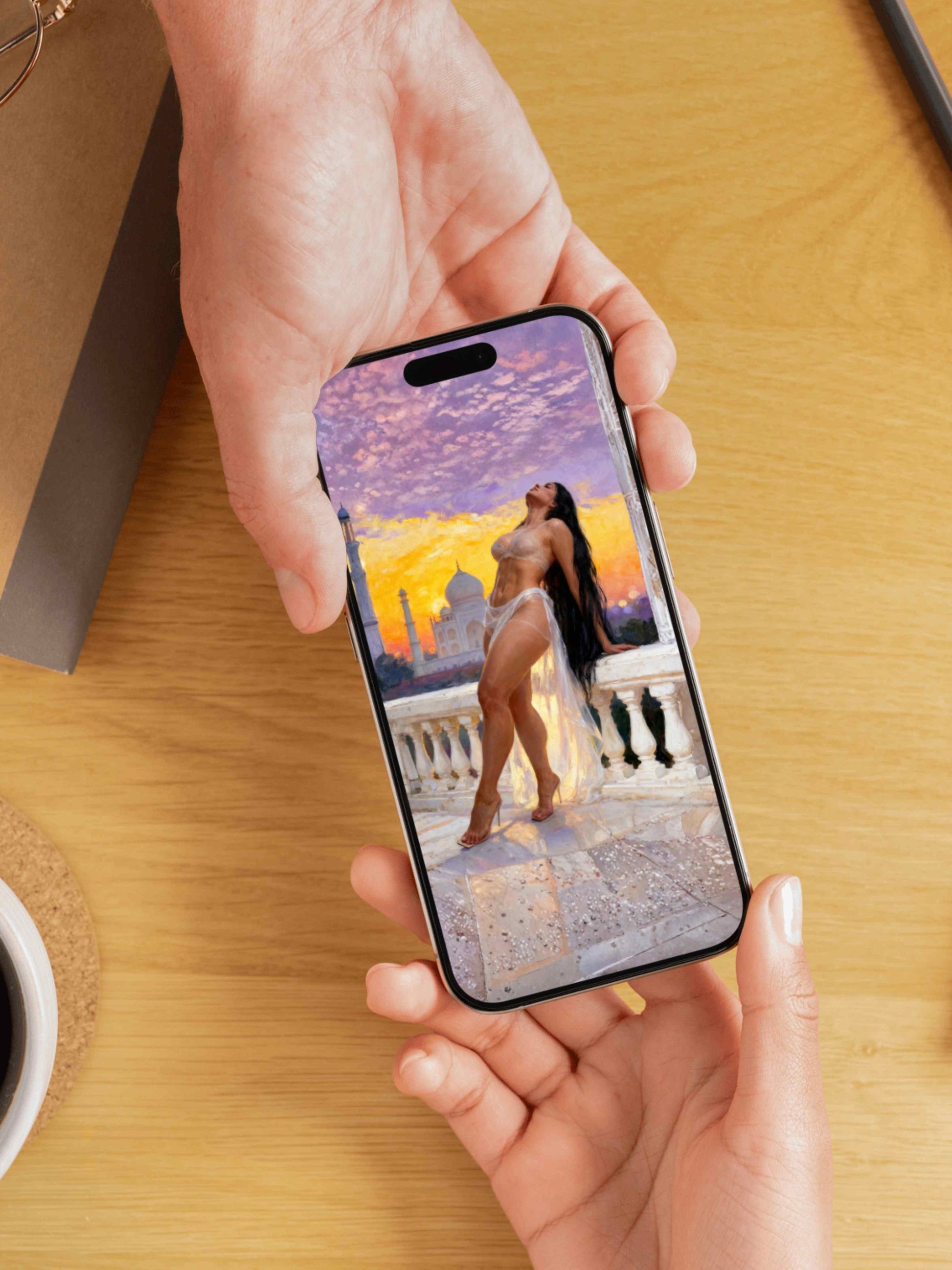 La contemplación, es un lienzo coleccionable de alta calidad. Arte de autor para implementar como fondo de pantalla o protector de pantalla de dispositivos móviles o tablets. Apple, Ipads, Android, iphone, iOs.