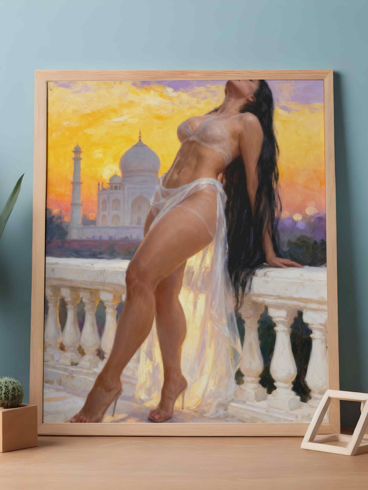 La contemplación, es un lienzo coleccionable de alta calidad para imprimir. Lienzo digital para enmarcar y adornar salas o estudios en paredes blancas. Pieza de colección. Arte de autor.