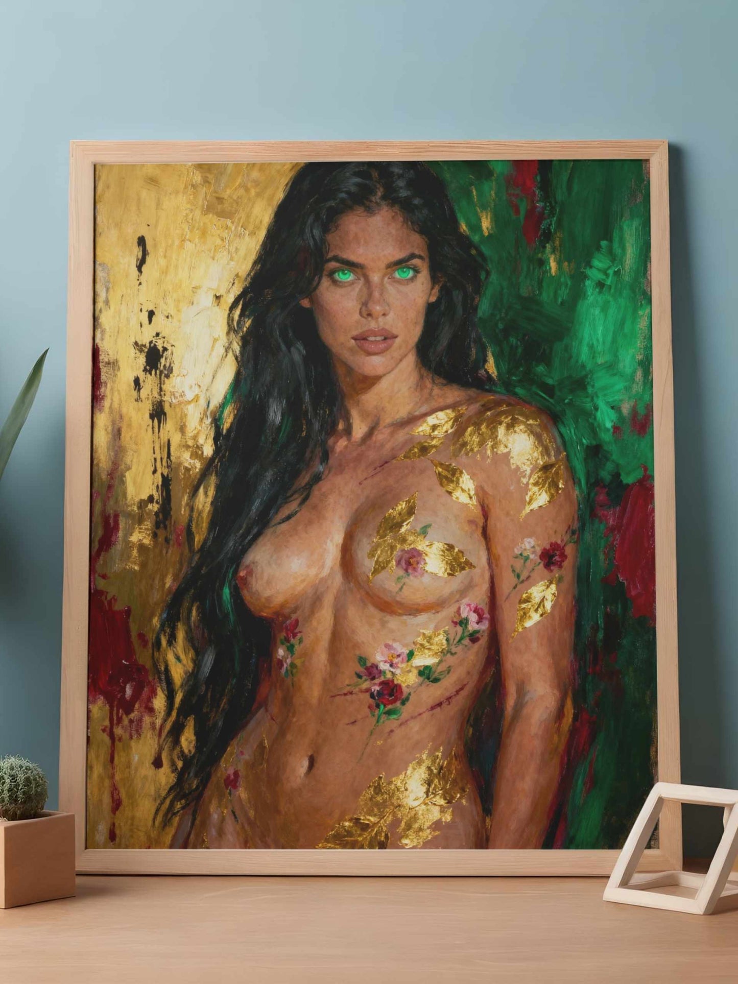 La Esfinge Esmeralda: Fulgor Herido. Lienzo premium de calidad museográfica para imprimir y enmarcar. Para decoración de oficinas, salas, habitaciones. 