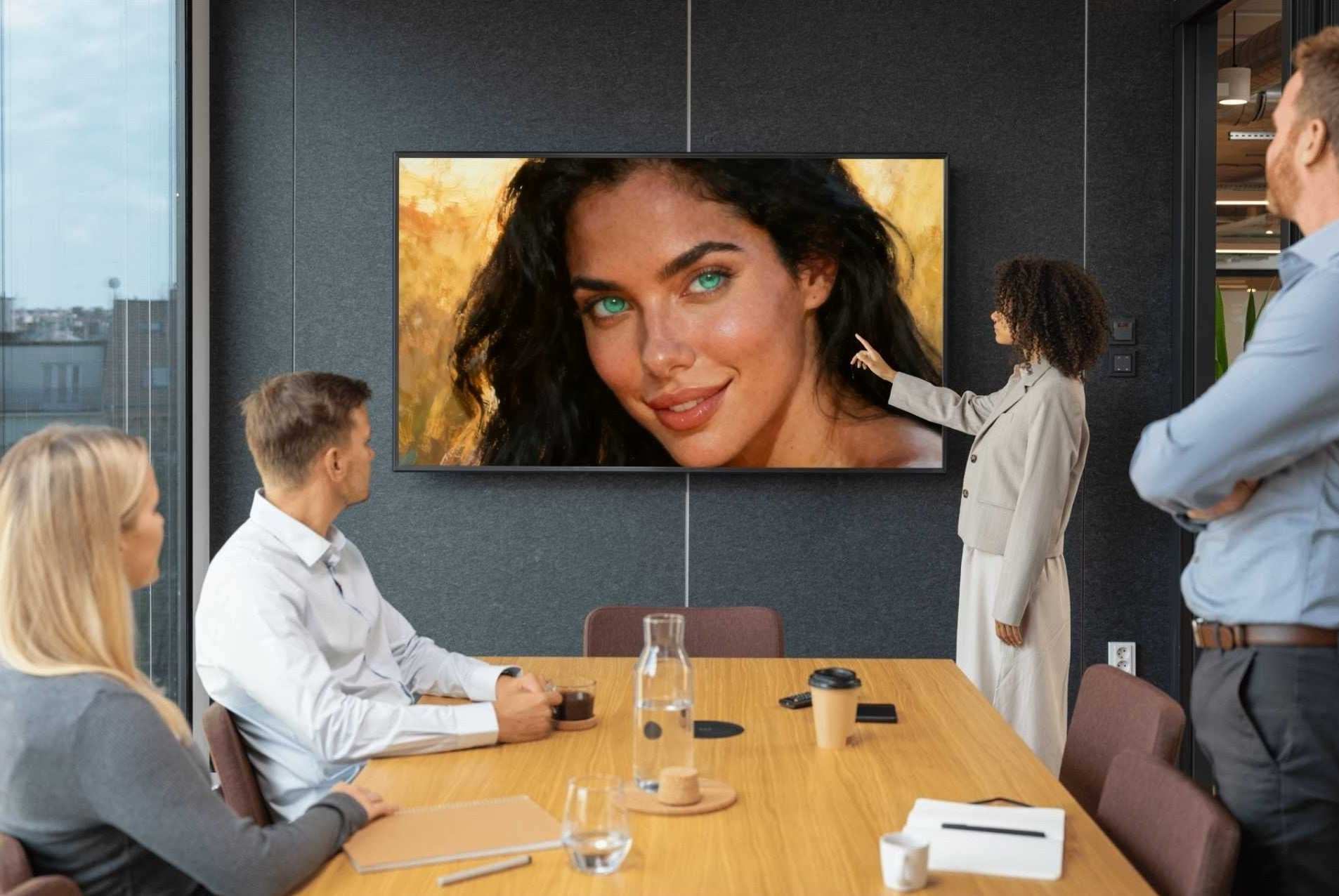 La Esfinge Esmeralda Mirada Inmortal. Lienzo digital curatorial. Arte premiun de alta gama para usarlo como fondo de pantalla o wallpaper en televisores inteligentes, smart tv´s.