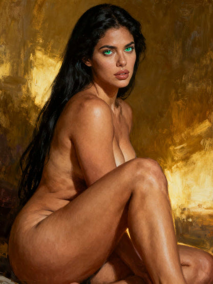 La Esfinge Esmeralda-Arte, lienzo digital curado 3:4 - 60x80cm