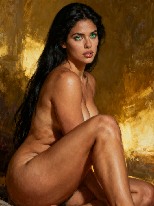 La Esfinge Esmeralda-Arte, lienzo digital curado 3:4 - 60x80cm