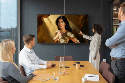 La Esfinge Esmeralda el Sueno Liquido. Lienzo digital premium para aplicar como fondo de pantalla 4k para televisores inteligentes, smart tv´s.