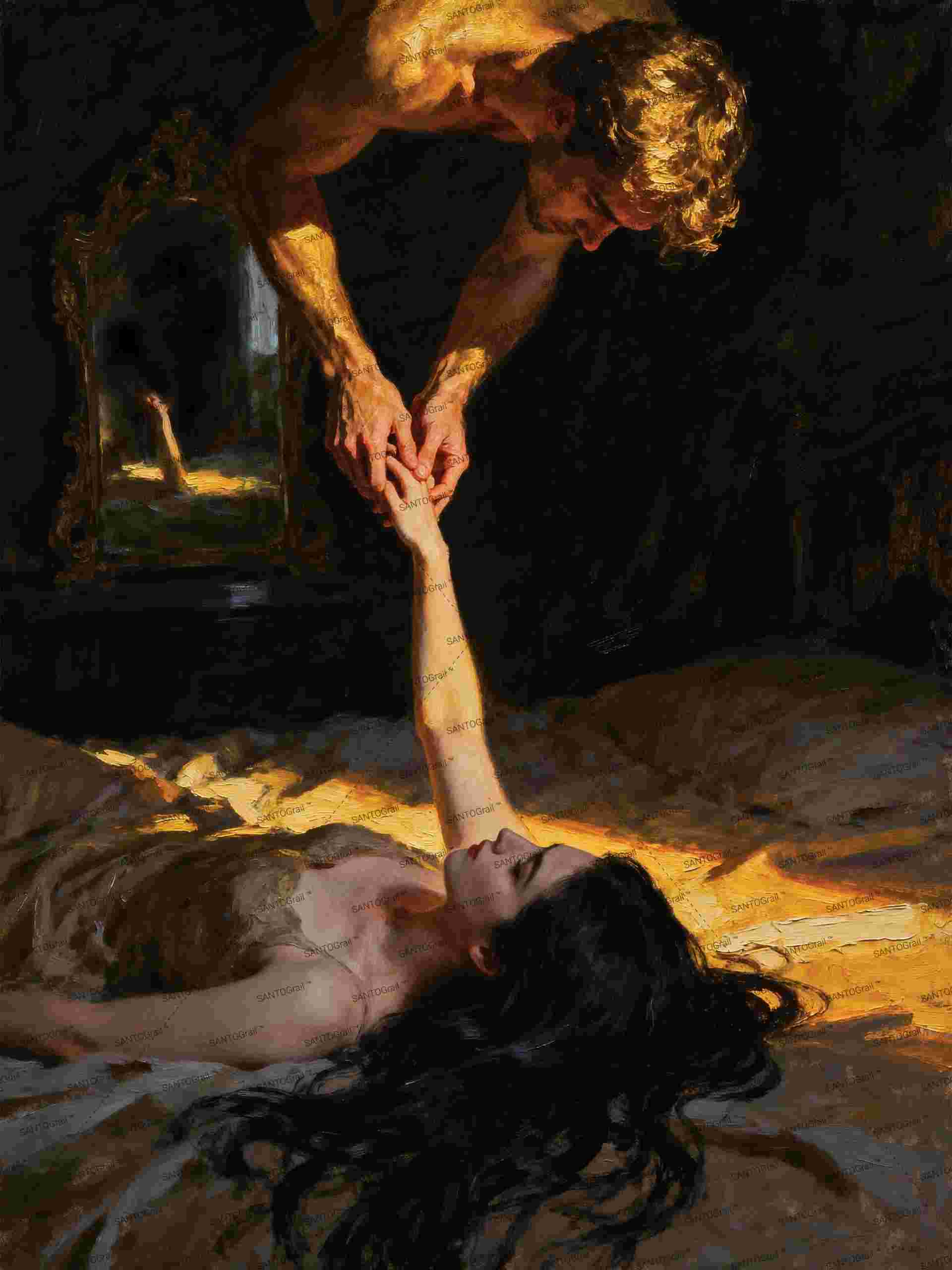 La negación del espejo, es un lienzo coleccionable de alta calidad para imprimir. Lienzo digital para enmarcar y adornar salas o estudios en paredes blancas. Pieza de colección. Arte de autor.