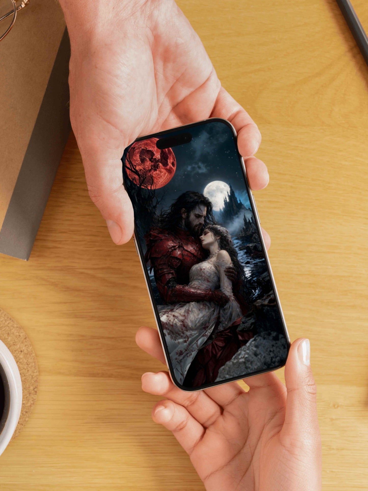 La amante del dragón, coleccionable de alta calidad. Arte de autor para implementar como fondo de pantalla o protector de pantalla de dispositivos móviles o tablets. Apple, Ipads, Android, iphone, iOs.