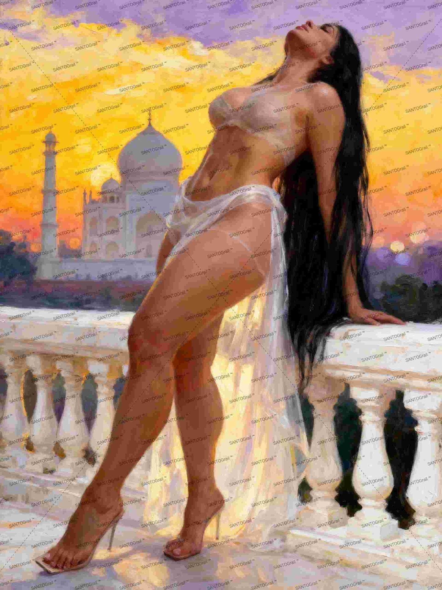 La contemplación, es un lienzo coleccionable de alta calidad para imprimir. Lienzo digital para enmarcar y adornar salas o estudios en paredes blancas. Pieza de colección. Arte de autor.