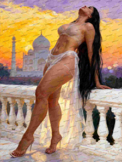 La contemplación, es un lienzo coleccionable de alta calidad para imprimir. Lienzo digital para enmarcar y adornar salas o estudios en paredes blancas. Pieza de colección. Arte de autor.