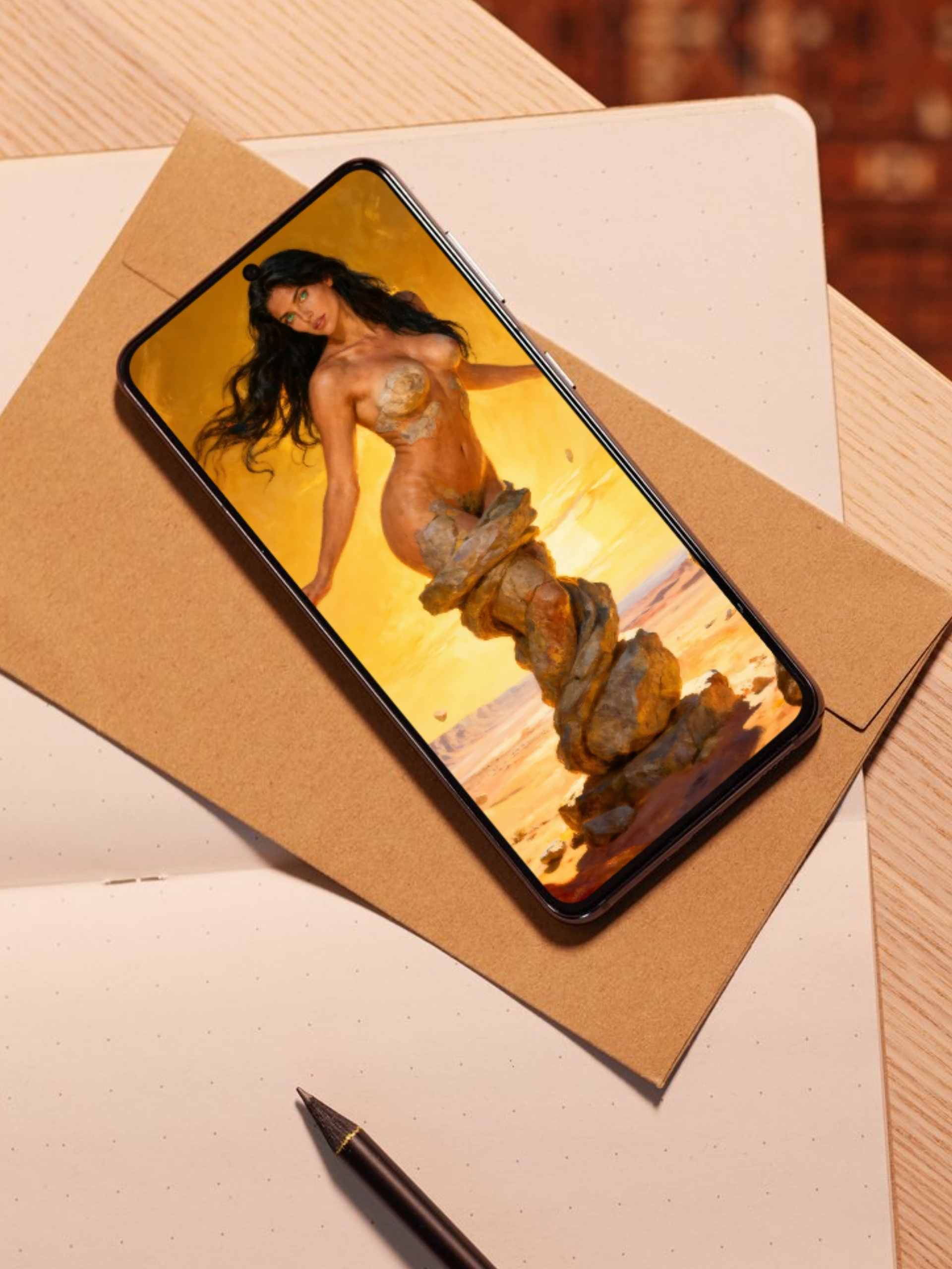 La Esfinge Esmeralda: Alquimia Solar. Es una obra digital premium para coleccionistas. Arte premium implementar como fondo de pantalla, protector de pantalla en dispositivos móviles, tablets. Apple, Iphone, Android, iOs, Samsung.