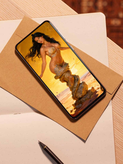 La Esfinge Esmeralda: Alquimia Solar. Es una obra digital premium para coleccionistas. Arte premium implementar como fondo de pantalla, protector de pantalla en dispositivos móviles, tablets. Apple, Iphone, Android, iOs, Samsung.