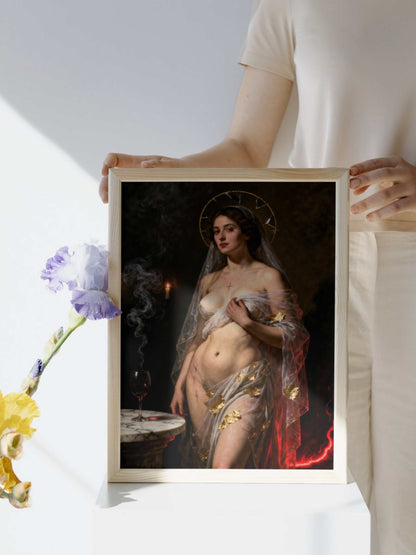 La gracia profana, Arte 4k, lienzo premium de colección. Arte de museo. Para decoración de salas  estudios.