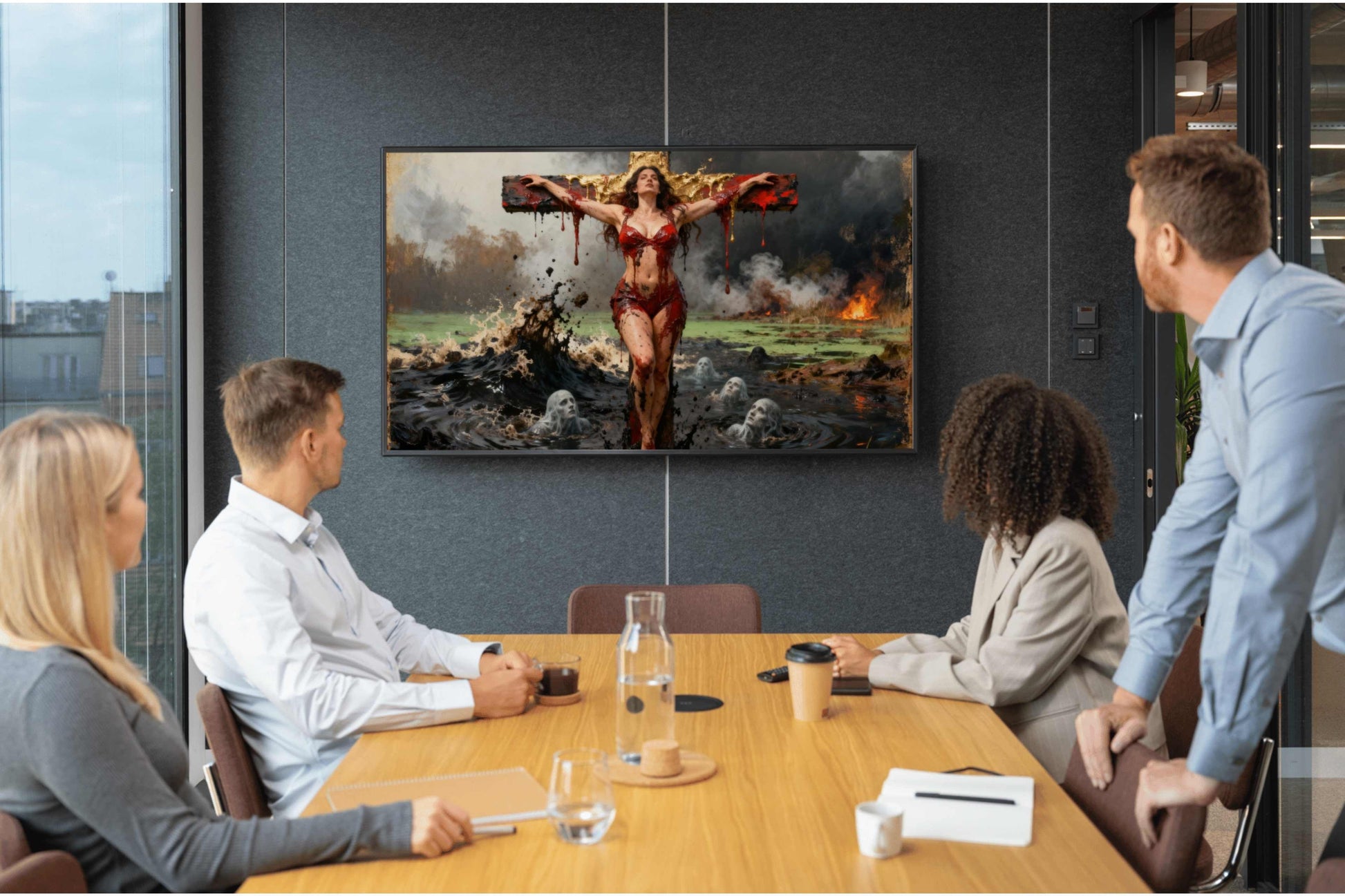 La inmaculada del Estigia, es un lienzo coleccionable de alta calidad. Arte de autor para implementar como fondo de pantalla o protector de pantalla de televisores inteligente, smart tv´s. Apple Tv, Android, iOs, LG, Sony, Panasonic, Samsung, Amazon Tv, Amazon Fire.