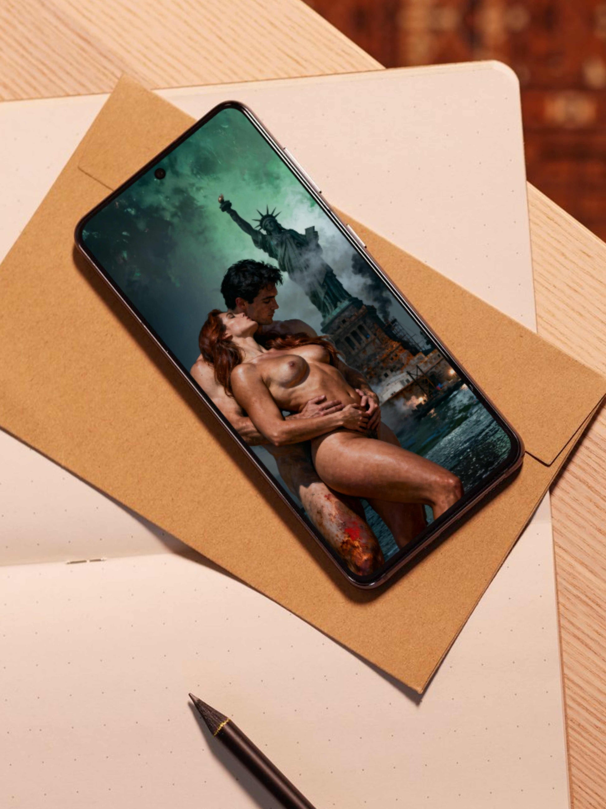 La libertad encinta, es un lienzo coleccionable de alta calidad. Arte de autor para implementar como fondo de pantalla o protector de pantalla de dispositivos móviles o tablets. Apple, Ipads, Android, iphone, iOs.