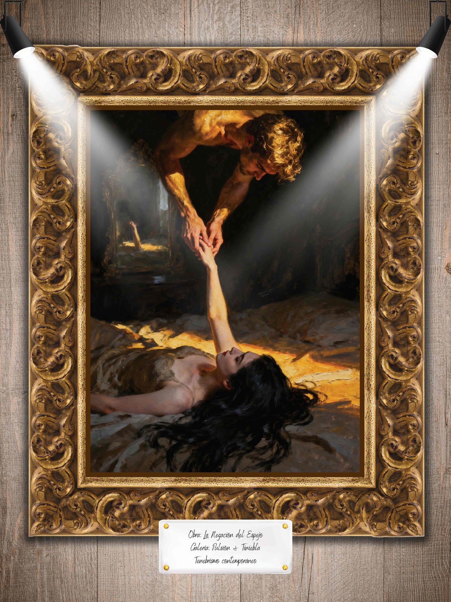 La negación del espejo, es un lienzo coleccionable de alta calidad para imprimir. Lienzo digital para enmarcar y adornar salas o estudios en paredes blancas. Pieza de colección. Arte de autor.