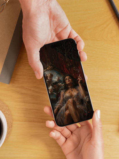 La reina de Cocito, es un lienzo coleccionable de alta calidad. Arte de autor para implementar como fondo de pantalla o protector de pantalla de dispositivos móviles o tablets. Apple, Ipads, Android, iphone, iOs.