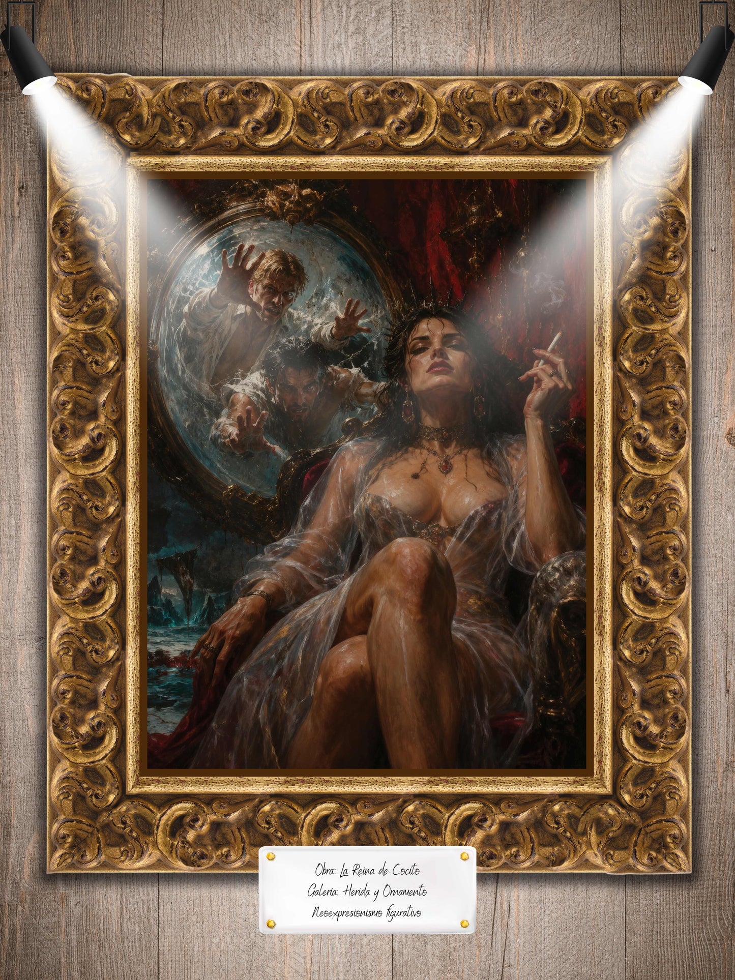 La reina de Cocito, es un lienzo coleccionable de alta calidad para imprimir. Lienzo digital para enmarcar y adornar salas o estudios en paredes blancas. Pieza de colección. Arte de autor.
