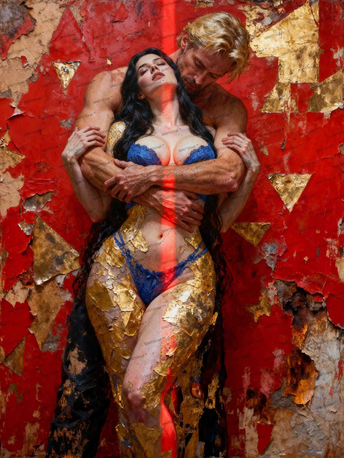 La simbiosis escarlata, es un lienzo coleccionable de alta calidad para imprimir. Lienzo digital para enmarcar y adornar salas o estudios en paredes blancas. Pieza de colección. Arte de autor.