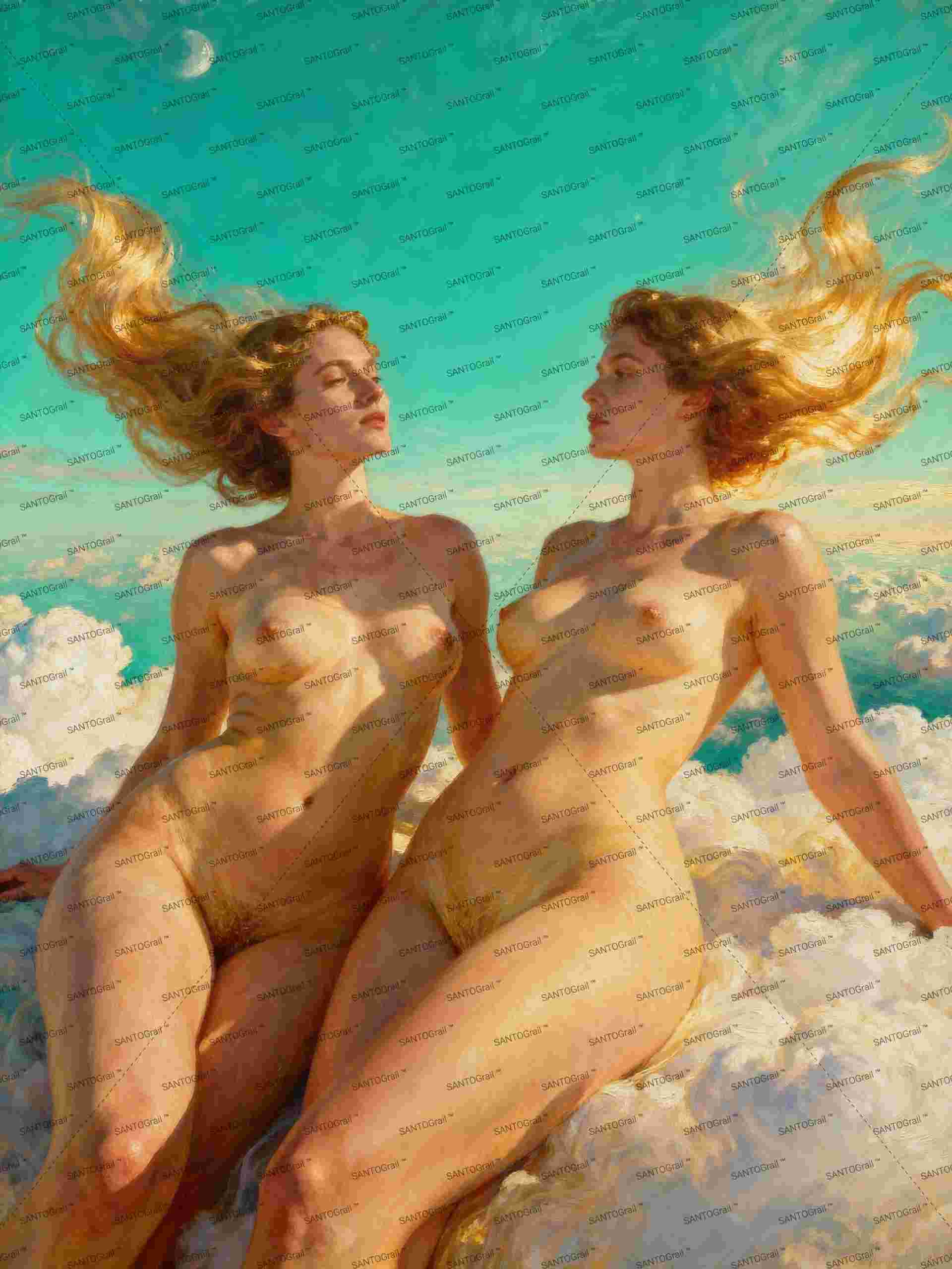 Las hijas del eter, es un lienzo coleccionable de alta calidad para imprimir. Lienzo digital para enmarcar y adornar salas o estudios en paredes blancas. Pieza de colección. Arte de autor.