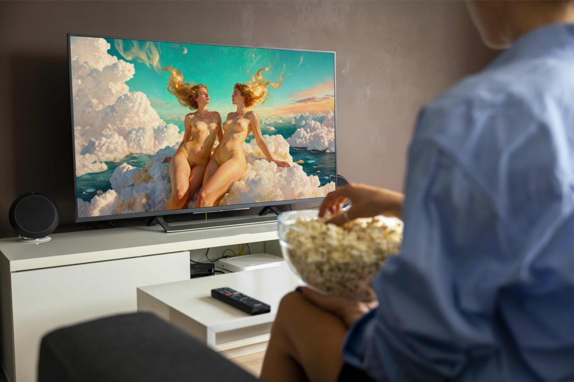 Las hijas del eter, es un lienzo coleccionable de alta calidad. Arte de autor para implementar como fondo de pantalla o protector de pantalla de televisores inteligente, smart tv´s. Apple Tv, Android, iOs, LG, Sony, Panasonic, Samsung, Amazon Tv, Amazon Fire.
