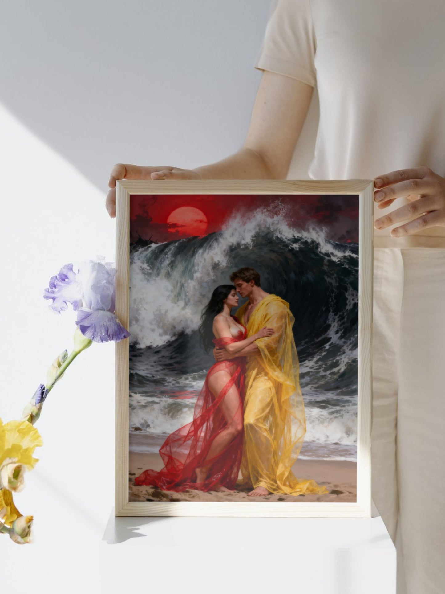 Los amantes del fin, es un lienzo coleccionable de alta calidad para imprimir. Lienzo digital para enmarcar y adornar salas o estudios en paredes blancas. Pieza de colección. Arte de autor.