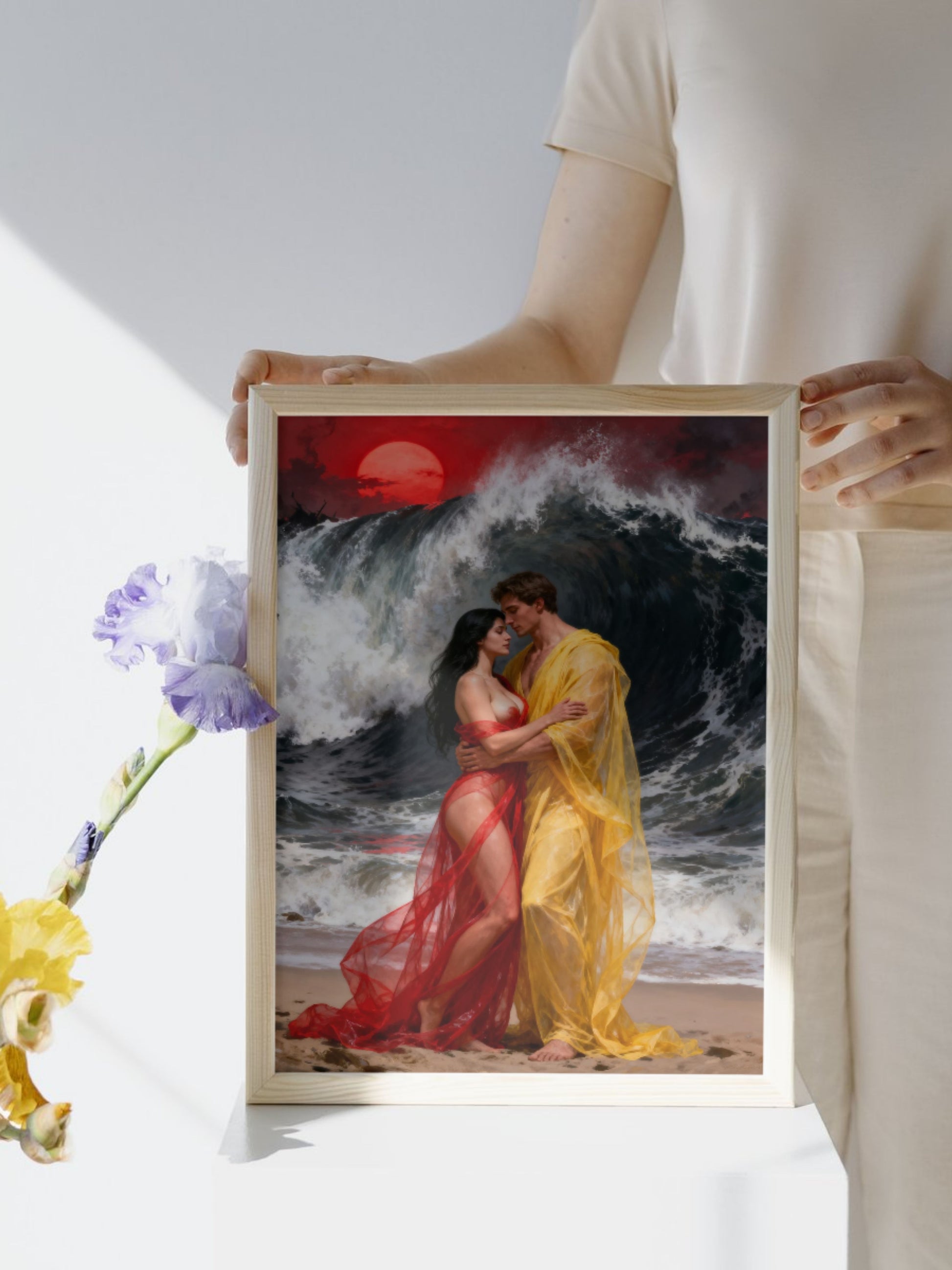 Los amantes del fin, es un lienzo coleccionable de alta calidad para imprimir. Lienzo digital para enmarcar y adornar salas o estudios en paredes blancas. Pieza de colección. Arte de autor.