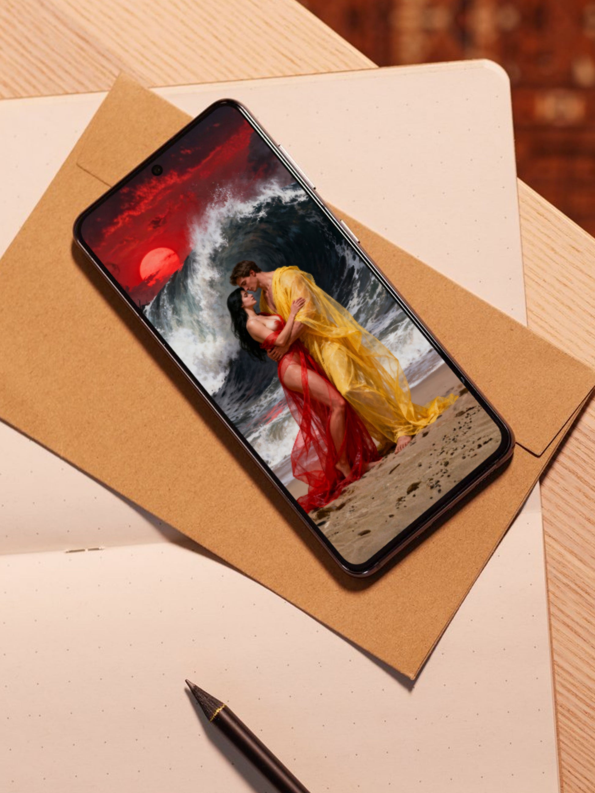 Los amantes del fin, es un lienzo coleccionable de alta calidad. Arte de autor para implementar como fondo de pantalla o protector de pantalla de dispositivos móviles o tablets. Apple, Ipads, Android, iphone, iOs.