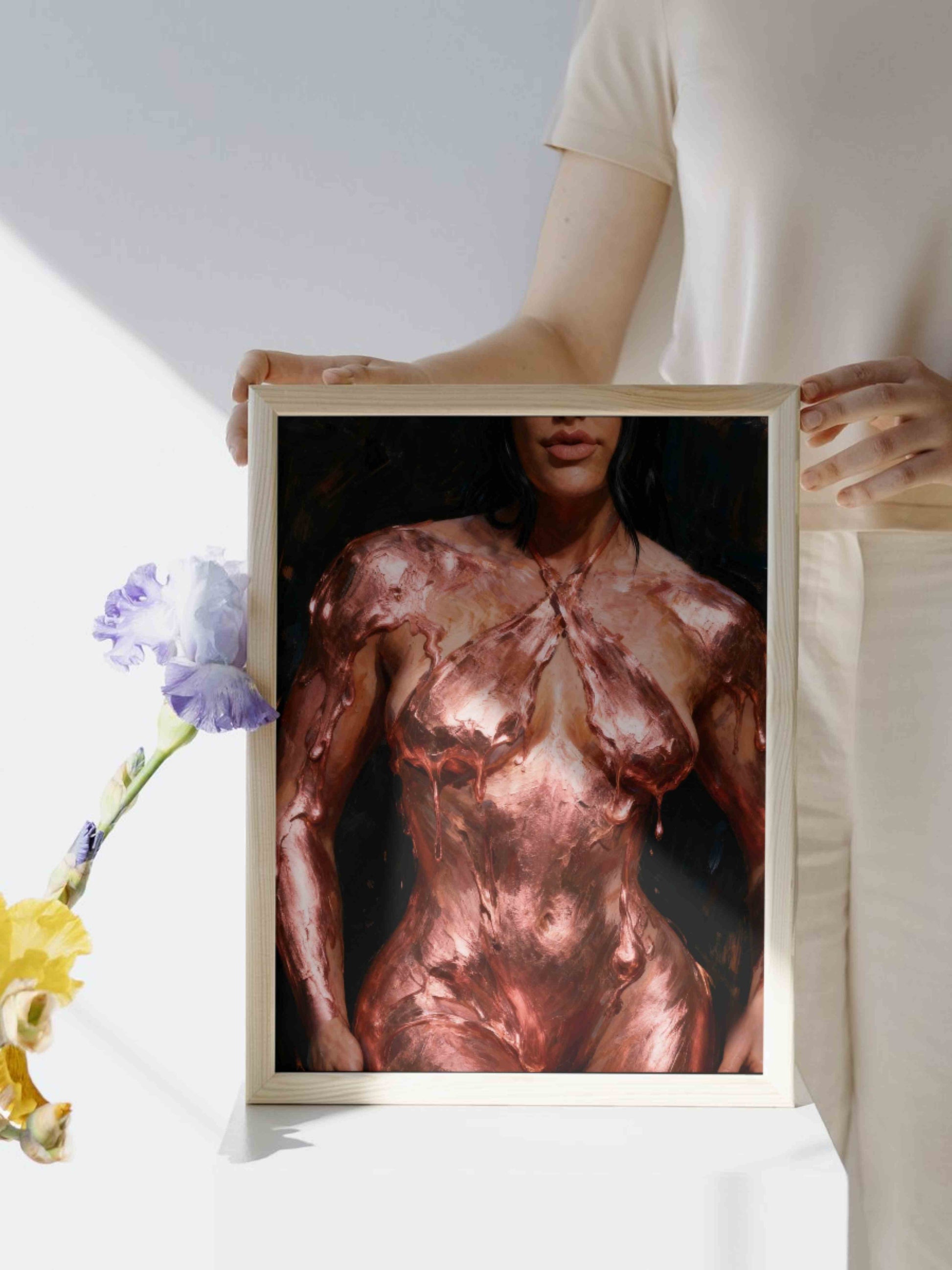 Midas inverso, es un lienzo coleccionable de alta calidad para imprimir. Lienzo digital para enmarcar y adornar salas o estudios en paredes blancas. Pieza de colección. Arte de autor.