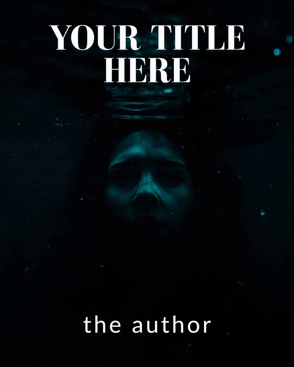 Distorted anonymous female figure floating underwater for psychological thriller cover. Noir ilustration. Noir novel.